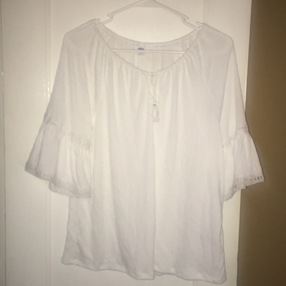White Linen Peasant Top Boho Hippy